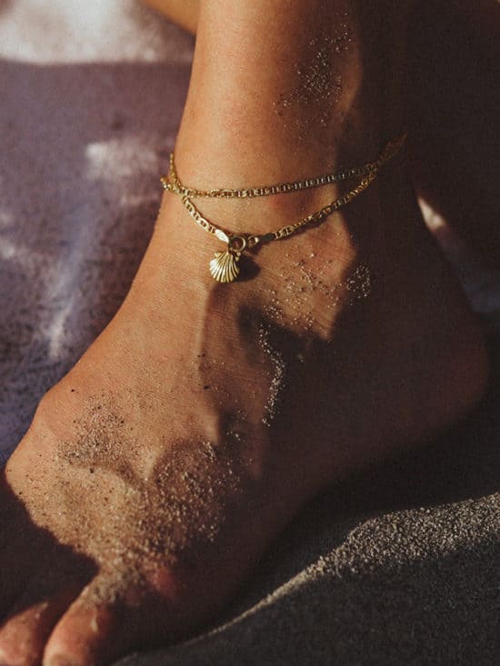 gold seashell anklet