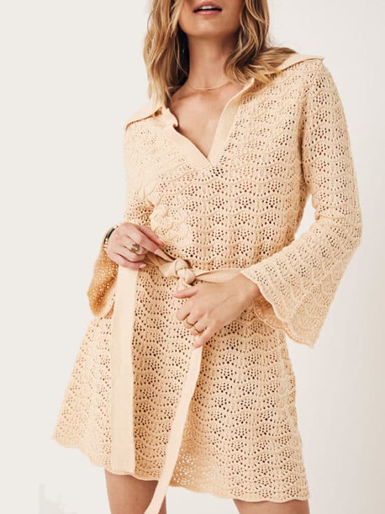 Spell Road to Paradise Knit Mini Dress - Wheat