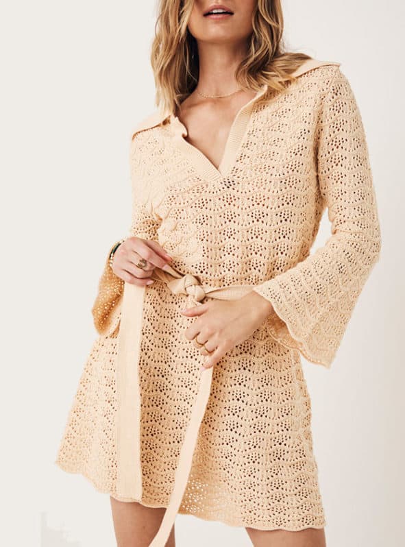 Spell Road to Paradise Knit Mini Dress - Wheat