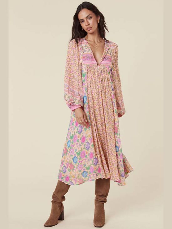 Spell_Mossy Patchwork Boho Dress_Spring Garden 1